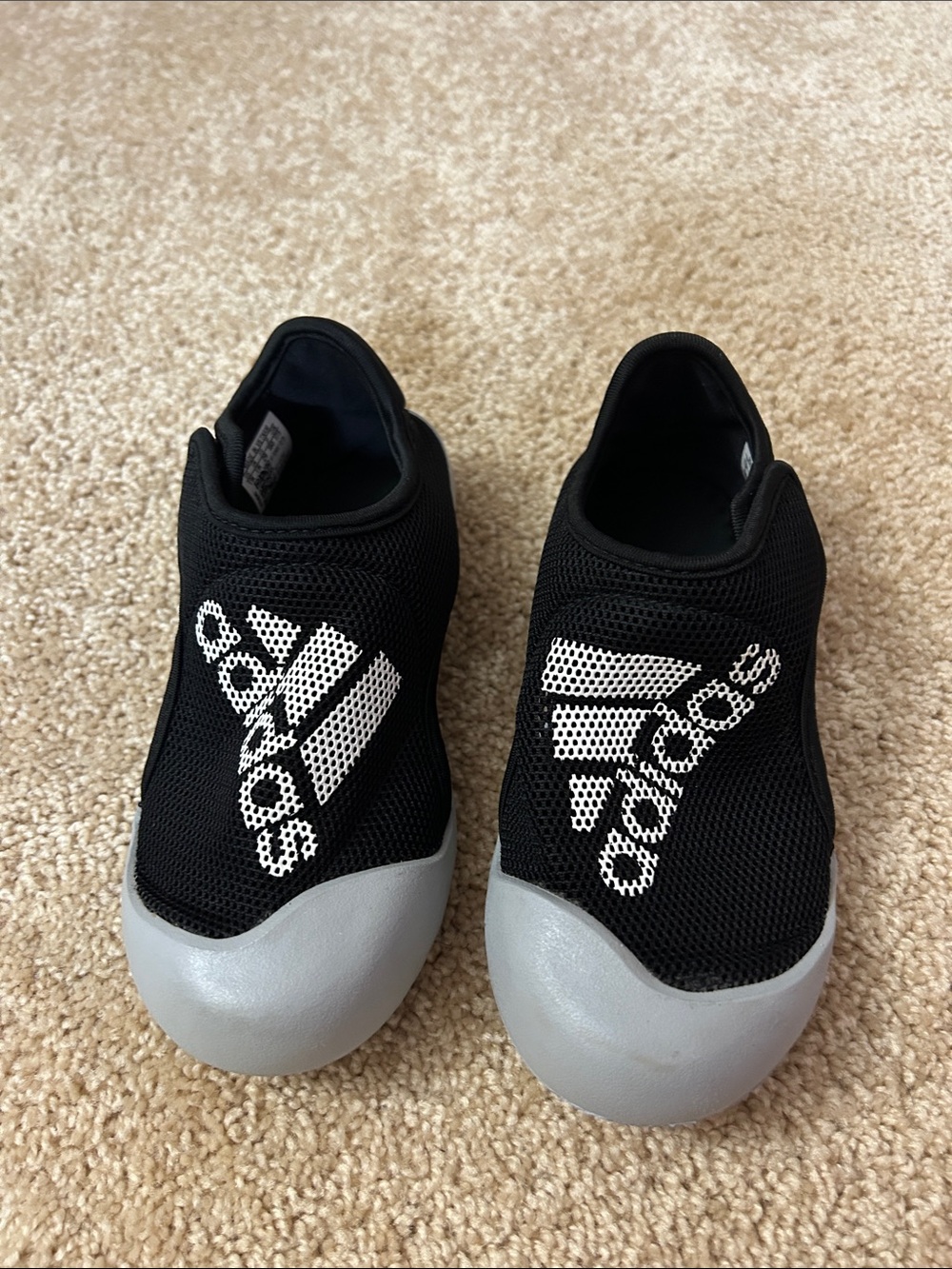 adidas Kids Black Slip-On Sneakers with Gray Toe Caps